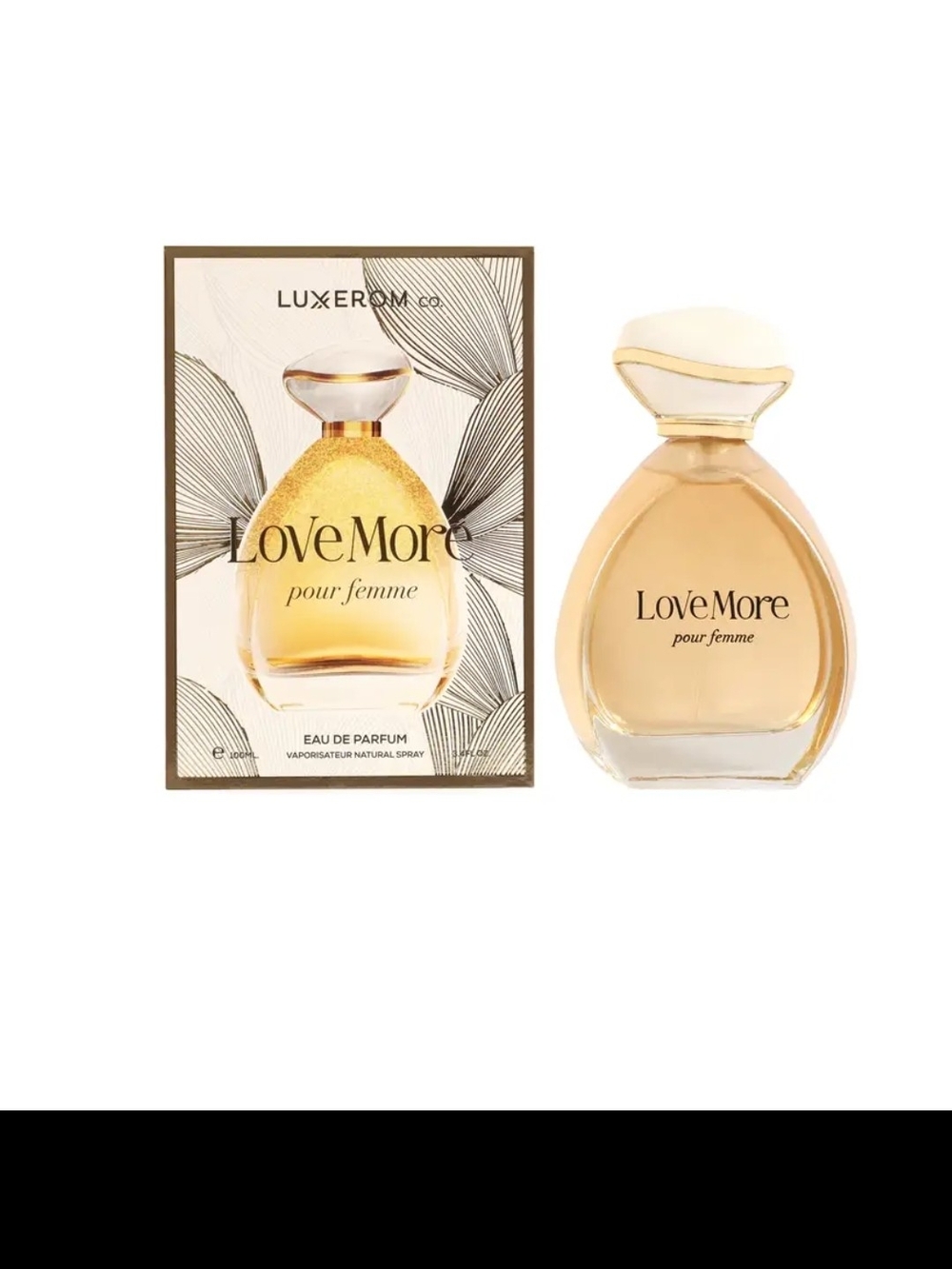 Lux LoveMore Pour Femme Gold & Clear Glass Perfume Bottle